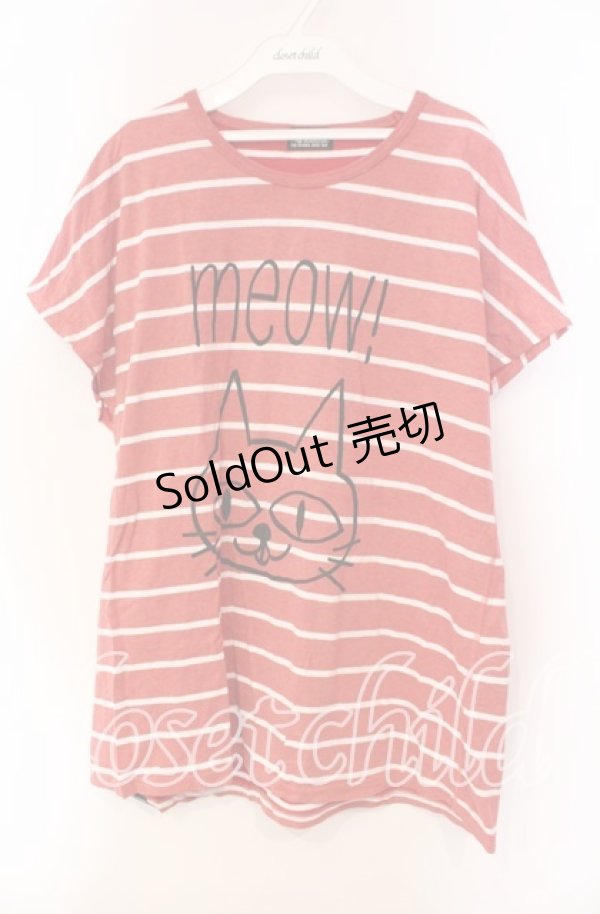 画像1: HYSTERIC GLAMOUR / MEOW ! プリント ビッグTシャツ F レッド O-25-11-27-066-PU-TO-OW-ZT456 (1)