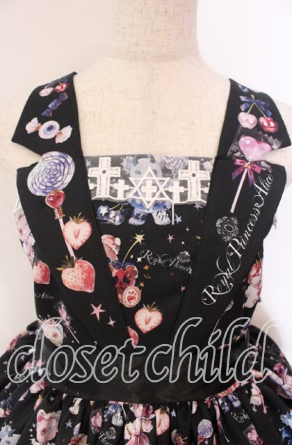 画像2: Royal Princess Alice / Skull Psycho bearジャンパースカート  クロ O-25-11-27-006-LO-OP-IG-OS (2)