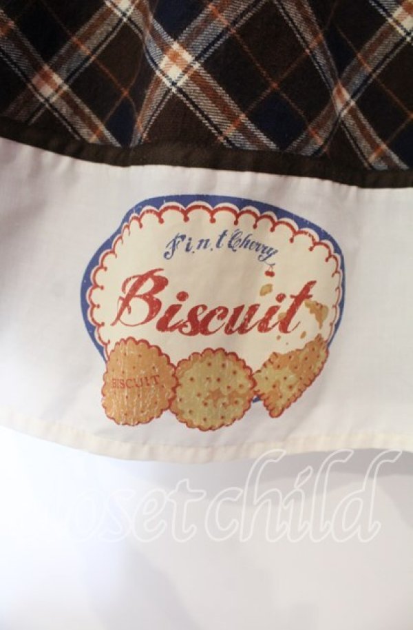 画像2: Fi.n.t Cherry / チェック切り替えビスケットプリントスカート  ブラウン O-25-11-27-075-CA-SK-IG-OS (2)