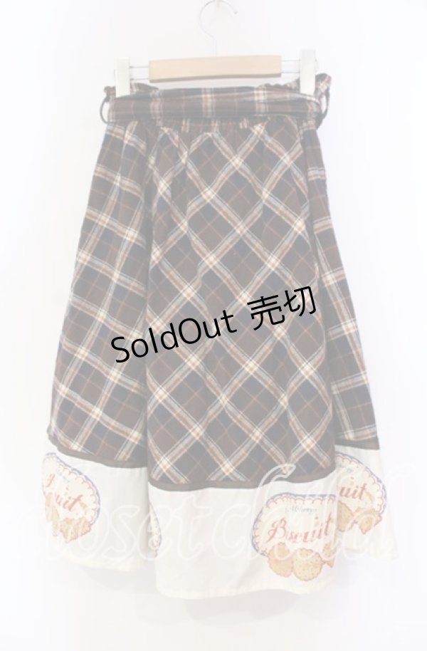 画像3: 【SALE】Fi.n.t Cherry / チェック切り替えビスケットプリントスカート  ブラウン O-25-11-27-075-CA-SK-IG-ZT355 (3)