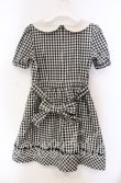 画像3: Fi.n.t / フラワーサークル刺繍ギンガムチェック半袖ワンピース  クロ×アイボリー O-25-11-27-078-CA-OP-IG-OS (3)