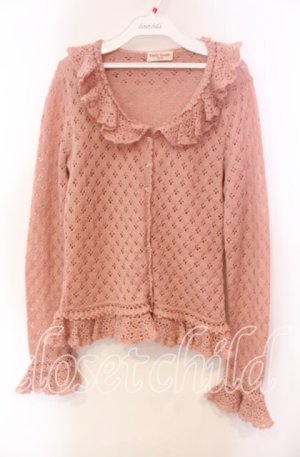 画像: Emily Temple cute / モヘア混透かし編みカーディガン  ピンク O-25-11-27-079-ET-TO-IG-OS