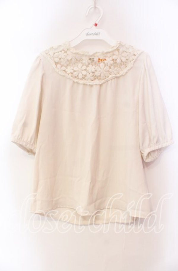 画像1: F i.n.t / レースヨーク半袖プルオーバー  オフ O-25-11-27-080-CA-BL-IG-OS (1)