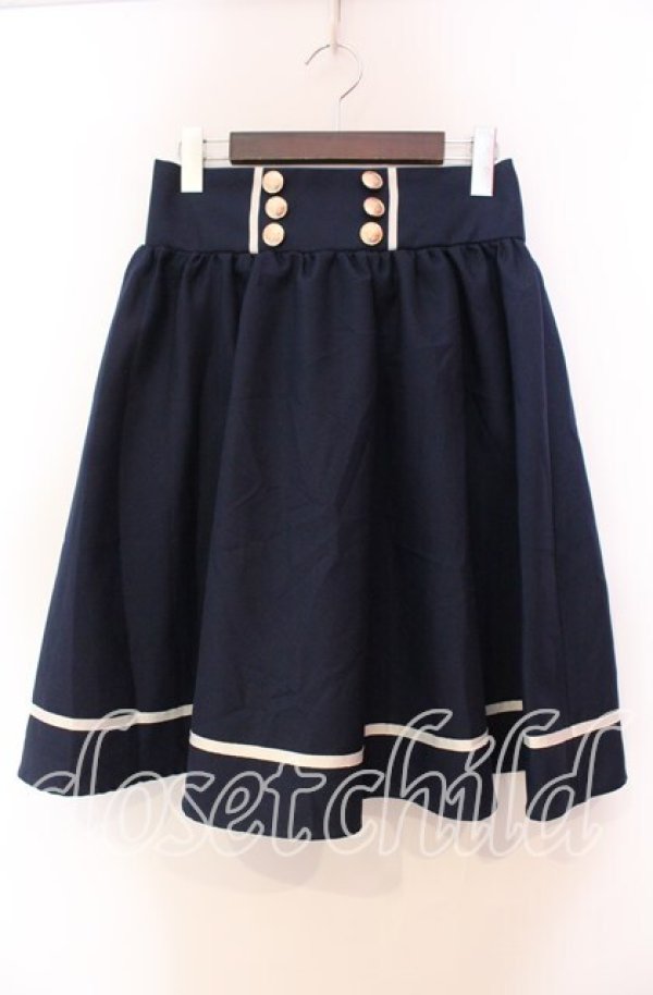 画像1: Amavel / ダブル釦サススカート  ネイビー O-25-11-27-081-CA-OP-IG-OS (1)