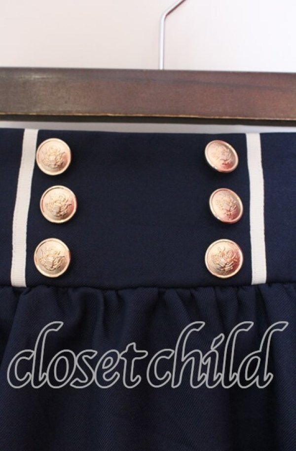 画像2: Amavel / ダブル釦サススカート  ネイビー O-25-11-27-081-CA-OP-IG-OS (2)