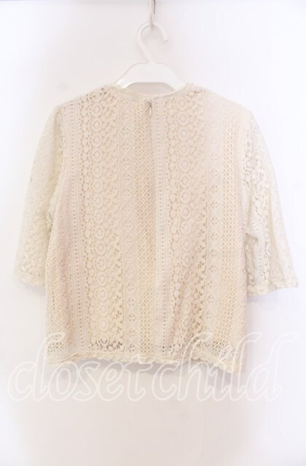 画像3: Fi.n.t / レース半袖トップス  オフ O-25-11-27-083-CA-TO-IG-OS (3)