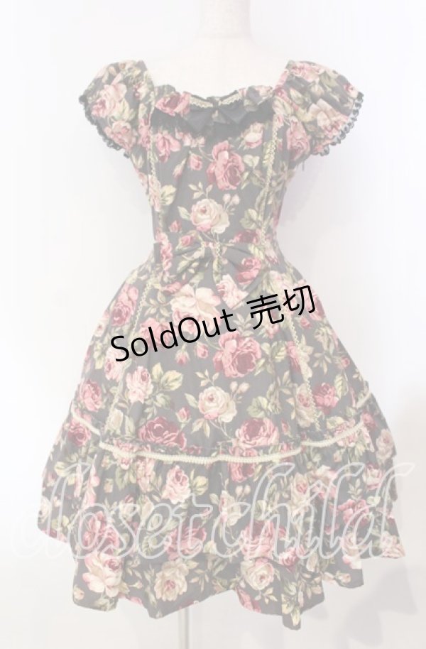 画像1: Dreaming Drop / お花のワンピース  クロ O-25-11-27-007-LO-OP-IG-OS (1)