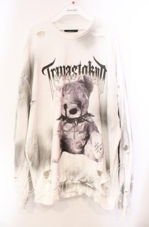 画像: TRAVAS TOKYO / 汚し加工クマスウェットトレーナー  ホワイト O-25-11-27-087-PU-TO-IG-OS