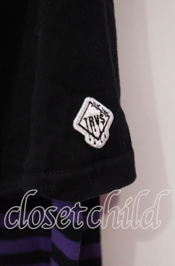 画像2: TRAVAS TOKYO / ボーダーレイヤードクマロンT  ブラック×パープル O-25-11-27-089-PU-TO-IG-OS (2)