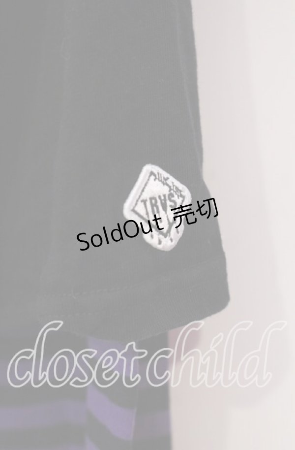 画像2: TRAVAS TOKYO / ボーダーレイヤードクマロンT  ブラック×パープル O-25-11-27-089-PU-TO-IG-ZT1211F (2)