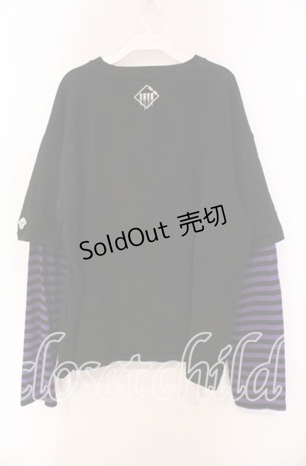 画像3: TRAVAS TOKYO / ボーダーレイヤードクマロンT  ブラック×パープル O-25-11-27-089-PU-TO-IG-ZT1211F (3)