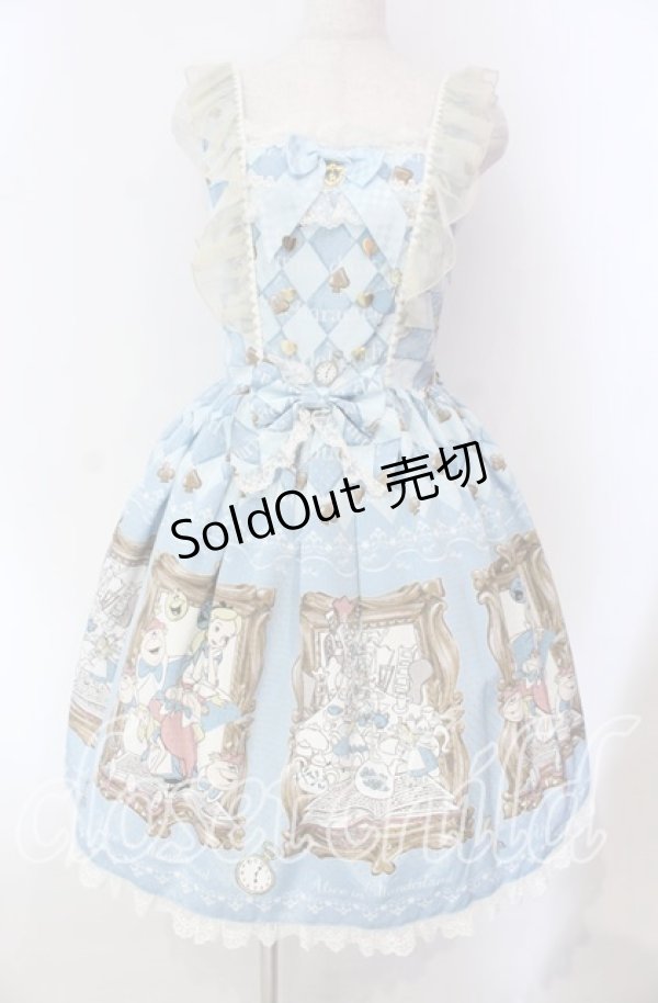 画像1: BABY,THE STARS SHINE BRIGHT / Alice In Wonderlandエプロンジャンパースカート  サックス O-25-11-27-010-BA-OP-IG-OS (1)