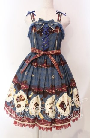 画像: Angelic Pretty / Antique Chocolaterieパールジャンパースカート  ブルー O-25-11-27-011-AP-OP-IG-OS