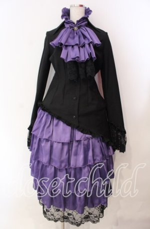画像: MARBLE / カメオタイ付き 全身コーディネート ヴァンパイアドレスセット  ブラック×パープル O-25-11-27-020-GO-OP-OW-OS