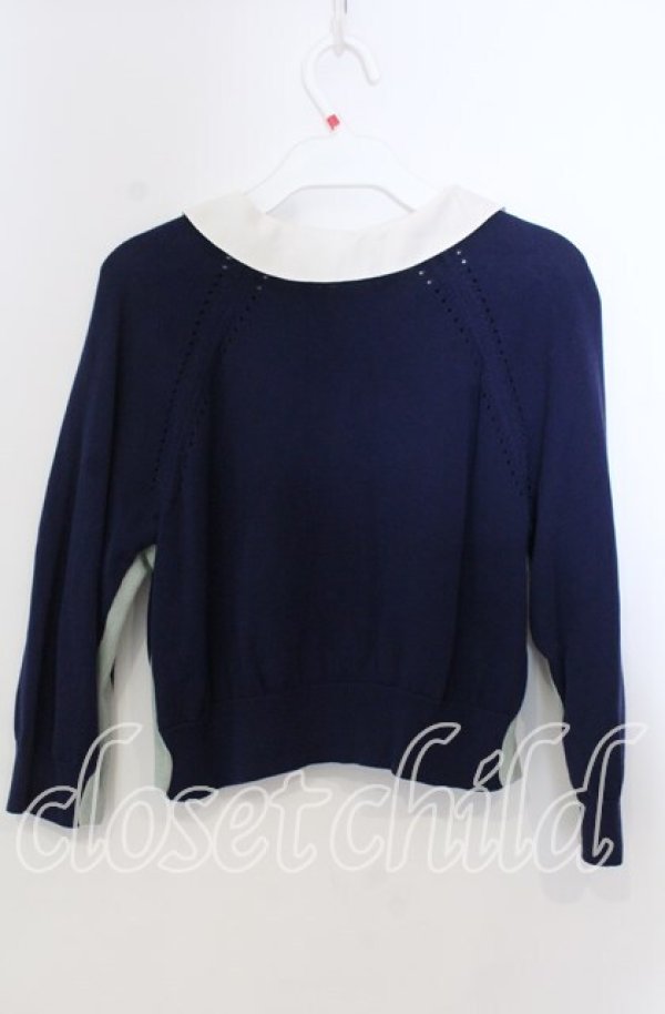 画像2: Jane Marple Dans Le Salon / Compact Yarn Spare Collar Bolero Cardigan　カーディガン M ネイビー O-25-11-28-058-JM-TO-OW-ZT1130U (2)