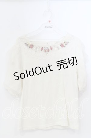 画像: axes femme / 巻きバラのふんわりチュール袖プルオーバー M キナリ O-25-11-28-076-AX-TO-OW-OS