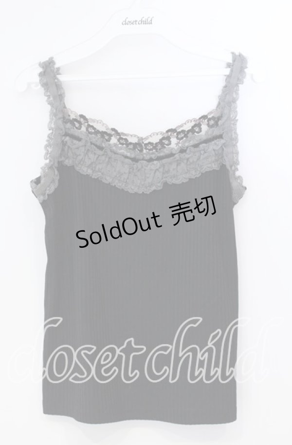 画像1: axes femme / 刺繍レース使いキャミソール M クロ O-25-11-28-077-AX-TO-OW-OS (1)