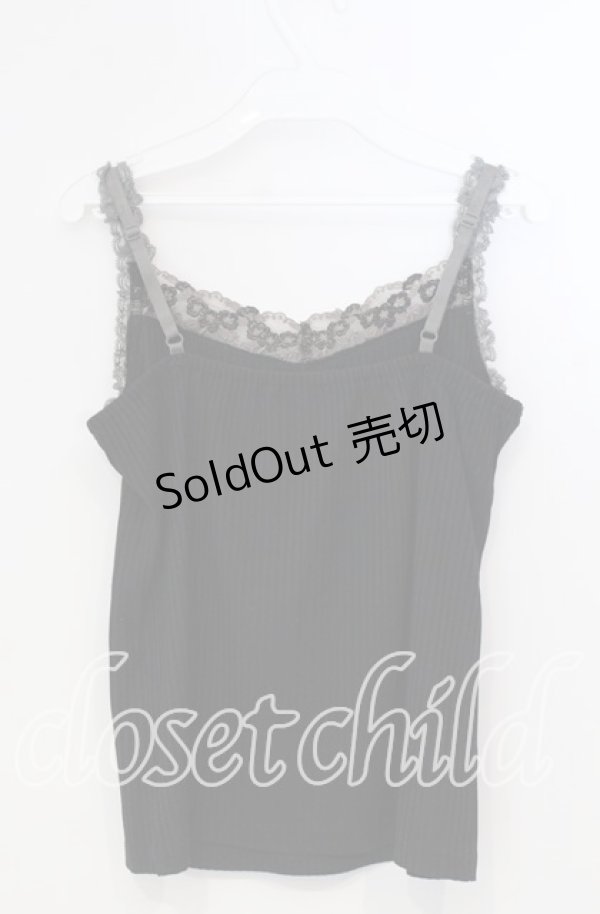 画像2: axes femme / 刺繍レース使いキャミソール M クロ O-25-11-28-077-AX-TO-OW-OS (2)