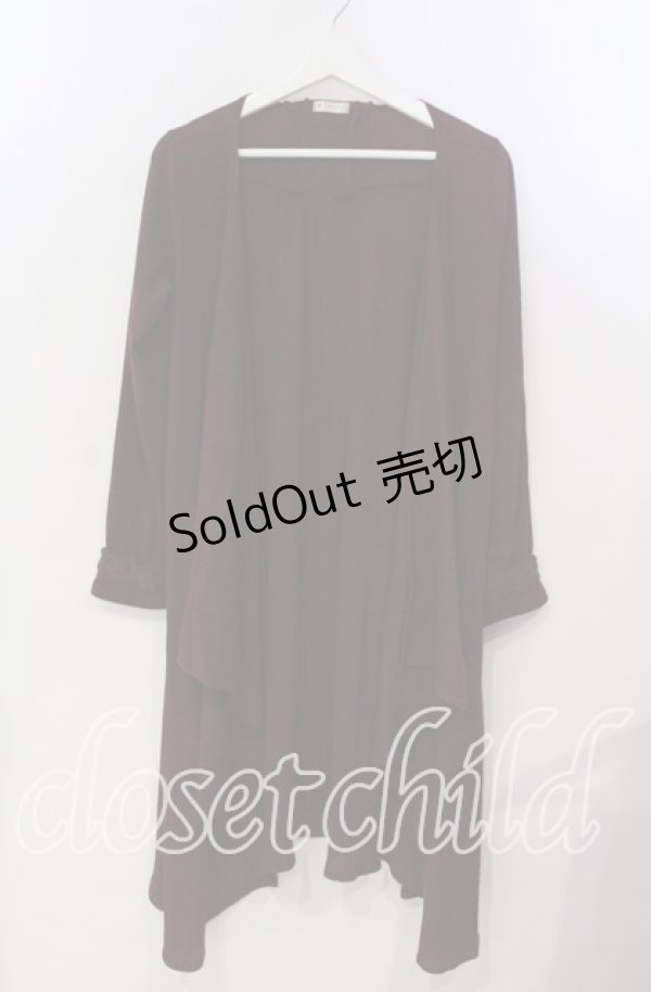 画像1: axes femme / 後ろレースアップトッパーカーディガン M ワイン O-25-11-28-078-AX-TO-OW-OS (1)