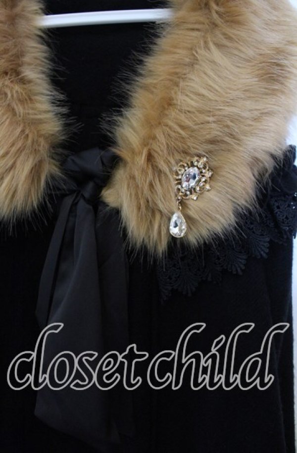 画像2: axes femme / ファーカラー付きストール  クロ O-25-11-28-081-AX-ZA-OW-ZT1130R (2)