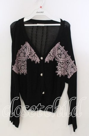 画像: axes femme / モチーフレースショートカーデ M クロ O-25-11-28-082-AX-TO-OW-OS