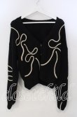 画像1: axes femme / リボンテープ風刺繍ニットカーディガン F クロ O-25-11-28-083-AX-TO-OW-OS (1)