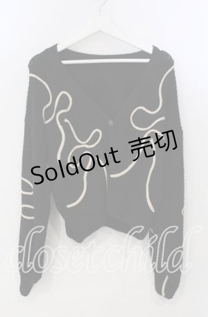 画像: axes femme / リボンテープ風刺繍ニットカーディガン F クロ O-25-11-28-083-AX-TO-OW-OS