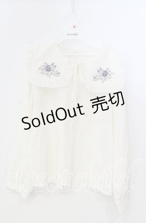 画像: axes femme / パンジー刺繍BIG襟ブラウス M キナリ O-25-11-28-084-AX-BL-OW-ZT132