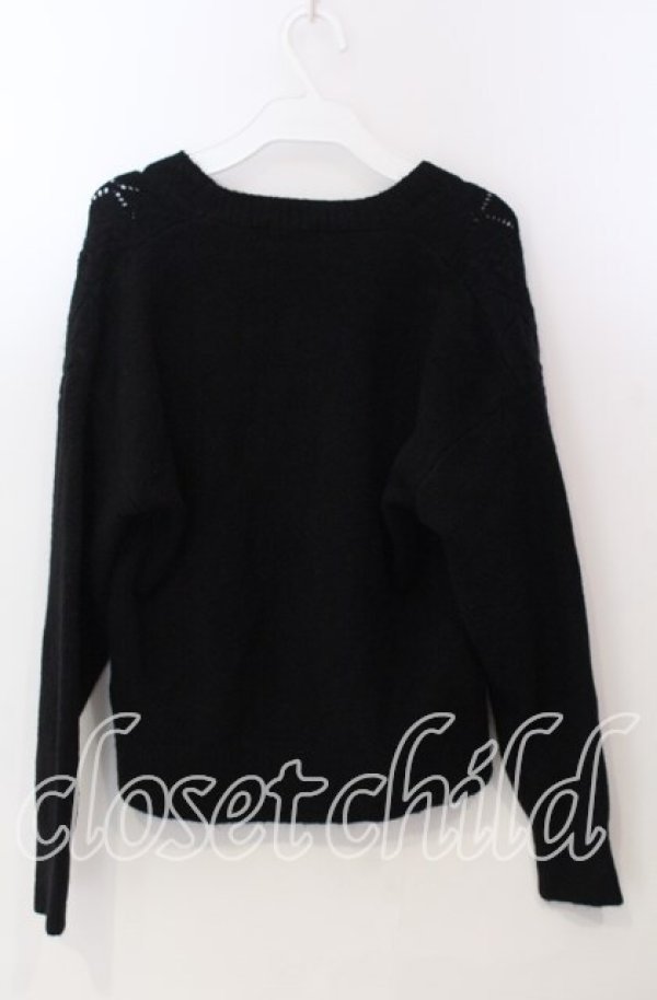 画像2: axes femme / アーガイルVネックカーディガン  クロ O-25-11-28-086-AX-TO-OW-OS (2)