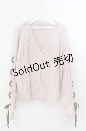 画像: axes femme / レースアップニットカーディガン F ピンク O-25-11-28-087-AX-TO-OW-ZT1130R