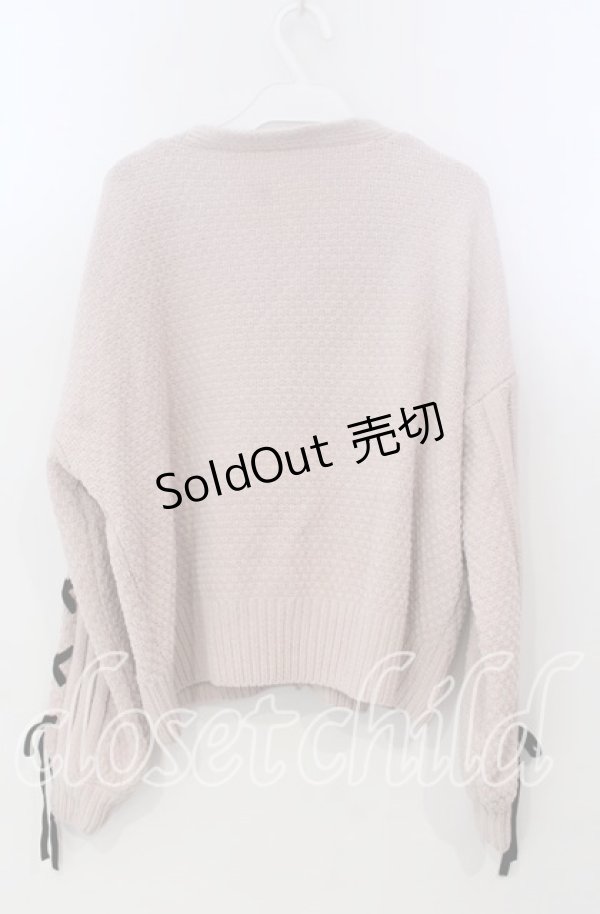 画像2: axes femme / レースアップニットカーディガン F ピンク O-25-11-28-087-AX-TO-OW-ZT1130R (2)