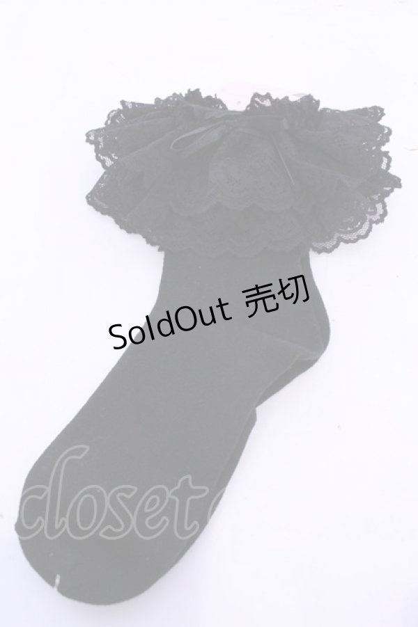 画像1: metamorphose / ラッセルレースクルーソックス  クロ O-25-11-28-1001-ME-ZA-OW-OS (1)