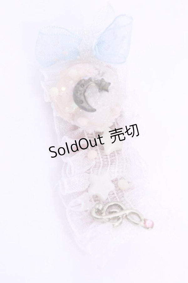 画像1: MERCI MEL / ムーン愛すクリップ  オフ×サックスリボン O-25-11-28-1061-LO-AC-IG-OS (1)