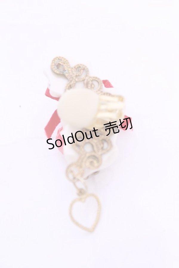 画像2: MERCI MEL / 苺ホイップ片耳イヤカフ  オフ×アカ O-25-11-28-1068-LO-AC-IG-OS (2)