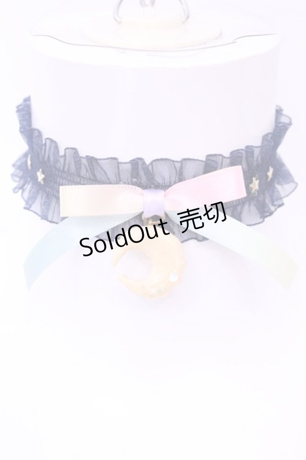 画像2: MERCI MEL / ムーンマカロンゴムチョーカー  ネイビー×イエロー O-25-11-28-1083-LO-AC-IG-OS (2)