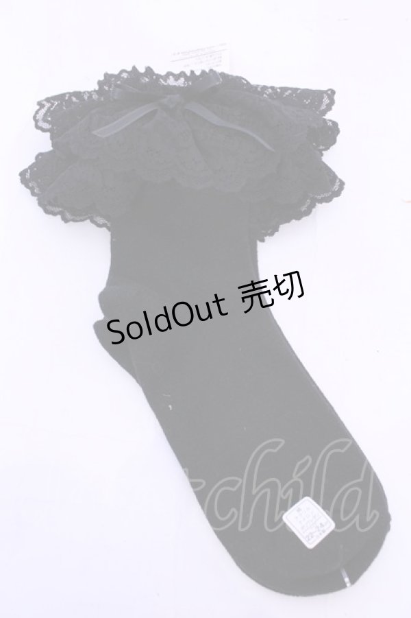 画像2: metamorphose / ラッセルレースクルーソックス  クロ O-25-11-28-1001-ME-ZA-OW-OS (2)