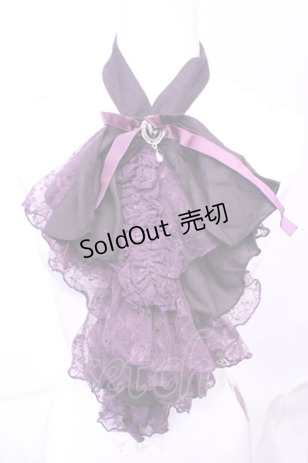 画像1: MARBLE / アンティークブローチ付きゴシック調レースタイ  パープル O-25-11-28-1008-GO-ZA-OW-OS (1)