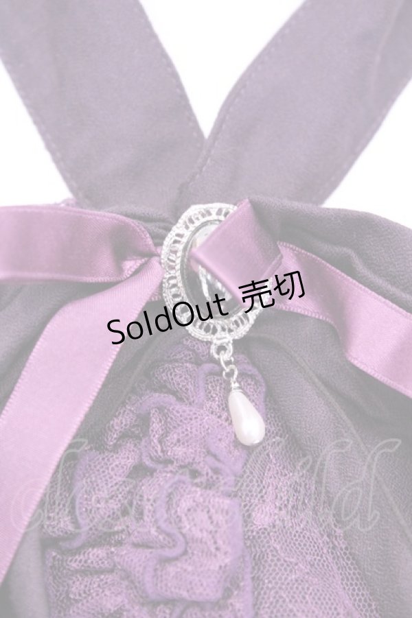 画像2: MARBLE / アンティークブローチ付きゴシック調レースタイ  パープル O-25-11-28-1008-GO-ZA-OW-OS (2)