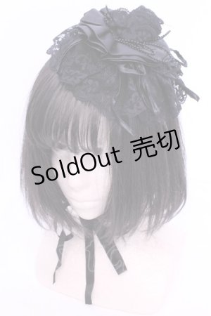 画像: MARBLE / ゴシック調デコレーションバラボンネット（ヘッドドレス）  ブラック O-25-11-28-1039-GO-AC-OW-OS