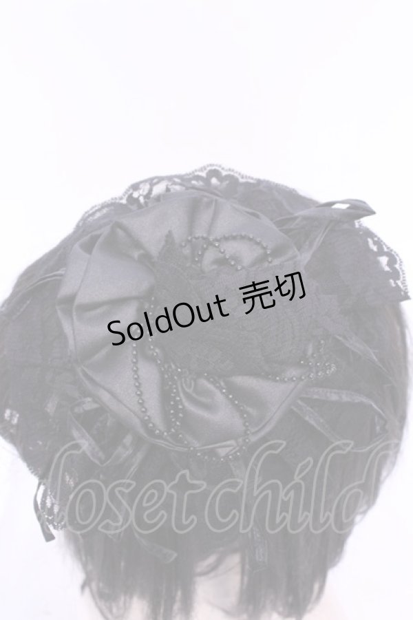 画像2: MARBLE / ゴシック調デコレーションバラボンネット（ヘッドドレス）  ブラック O-25-11-28-1039-GO-AC-OW-OS (2)