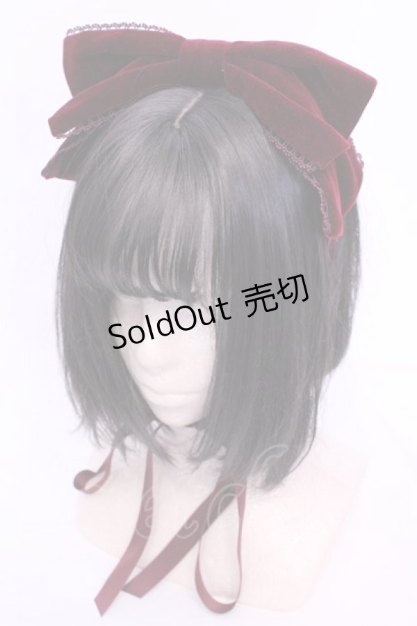 画像1: axes femme kawaii / ベロアリボンヘッドドレス  ワイｎ O-25-11-28-1043-AX-AC-IG-OS (1)
