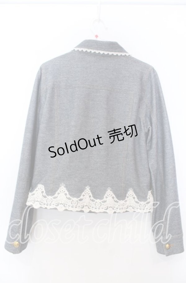 画像2: axes femme / レース配色ストレッチデニムジャケット  インディゴ系 O-25-11-28-010-AX-JA-IG-OS (2)