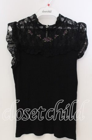 画像: axes femme / バラ刺繍ビスチェ切替タンク M クロ O-25-11-28-090-AX-TO-OW-OS