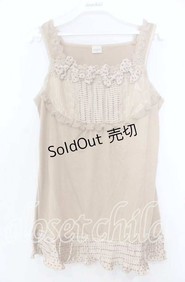 画像1: axes femme / ドットリボンタンクトップ  マスタード O-25-11-28-011-AX-TO-IG-OS (1)