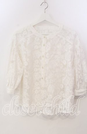 画像: axes femme / 総レースボリューム袖ブラウス M シロ O-25-11-28-099-AX-BL-OW-OS