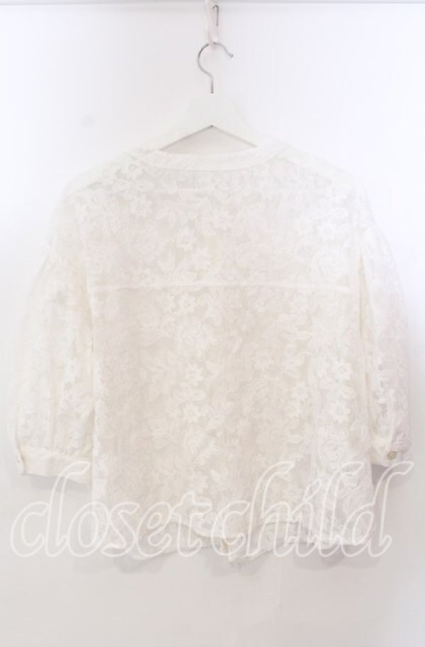 画像2: axes femme / 総レースボリューム袖ブラウス M シロ O-25-11-28-099-AX-BL-OW-OS (2)