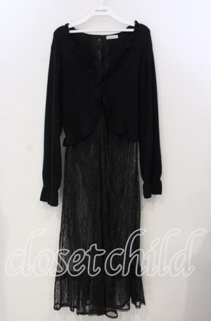 画像: axes femme / レース重ねロングカーディガン M クロ O-25-11-28-100-AX-TO-OW-OS