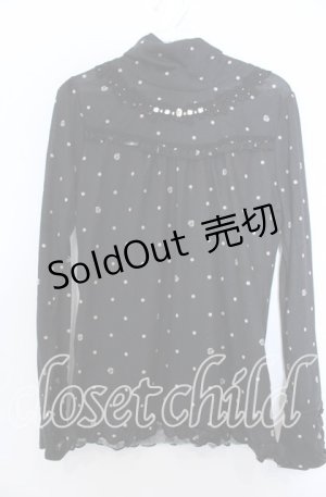 画像: axes femme / ドット柄ハイネックカットソー  クロ O-25-11-28-014-AX-TO-IG-OS