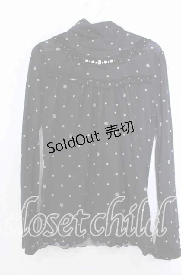 画像1: axes femme / ドット柄ハイネックカットソー  クロ O-25-11-28-014-AX-TO-IG-OS (1)