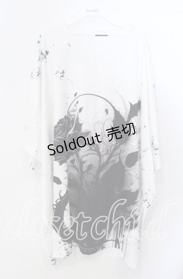 画像1: NieR Clothing /ACK ROSE OVERSIZE CUTSEW 【SILVER LOGO】カットソー  ホワイト×ブラック O-25-11-28-002-PU-TO-IG-OS (1)